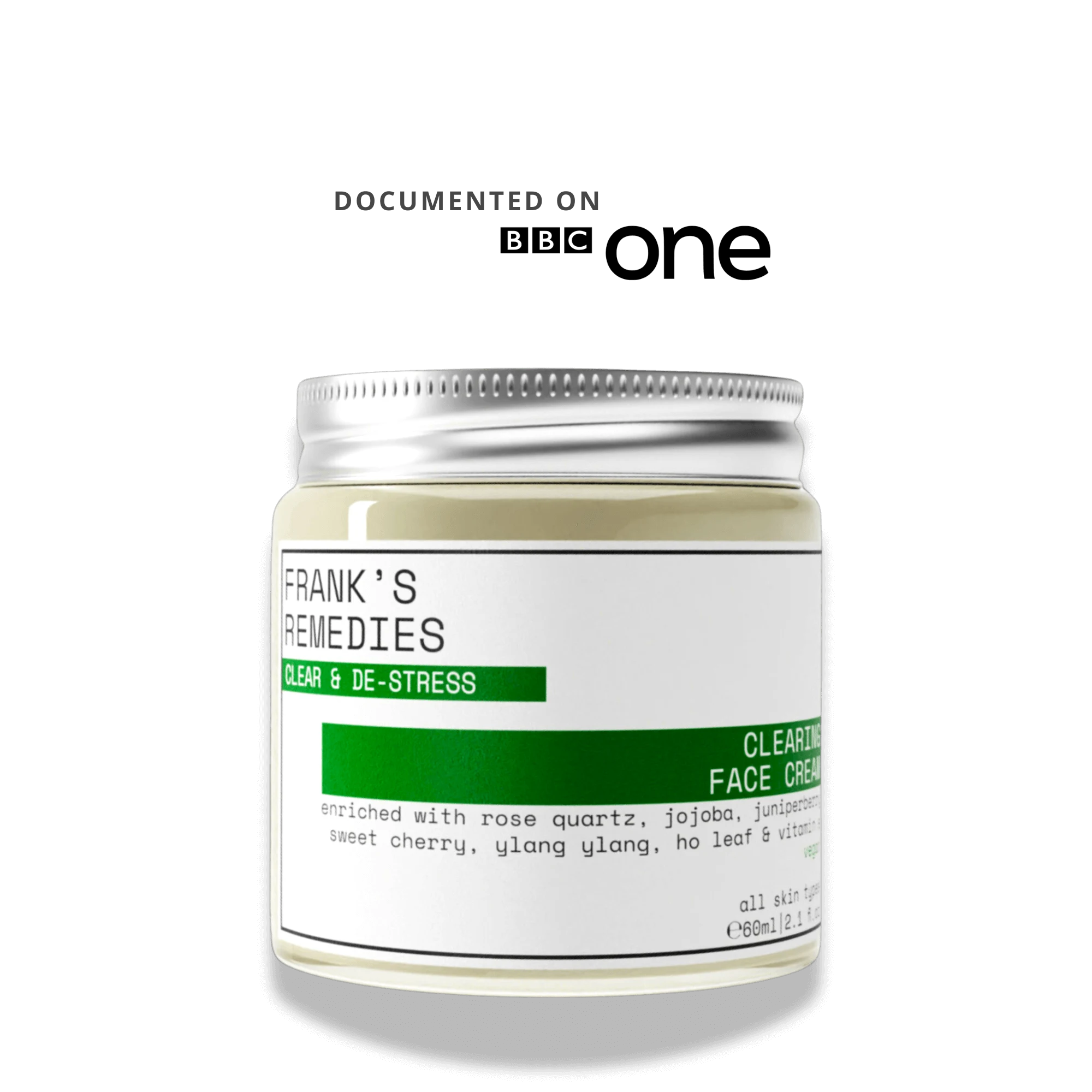 Jar of Frank's Remedies Clearing face cream on a white background