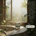 Clearing Face Cream on a stone surface with plants and a window in the bathroom