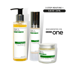 Three skincare products, Ready Steady Clear Kit from Frank's Remedies 