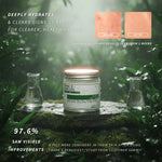 Clearing Face Cream with greenery in the background, highlighting skin hydration and customer before & after