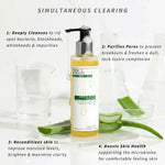 Miracle Waters Face Wash with aloe vera leaves and text detailing its benefits