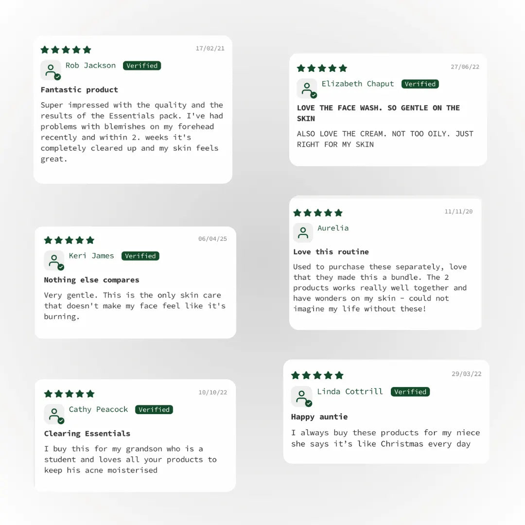 Customer reviews of a Clearing Essentials skincare Kit 